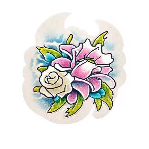 five flowers tattoo design idea