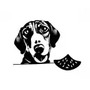 beagle dog eating watermelon tattoo design idea