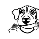 beagle dog eating watermelon tattoo design idea