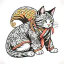 Cat in Kimono  tattoo design idea