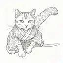 Cat in Kimono  tattoo design idea
