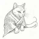 Cat in Kimono  tattoo design idea