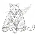 Cat in Kimono  tattoo design idea