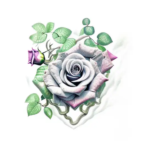 Rose, vine grape, snake tattoo design idea