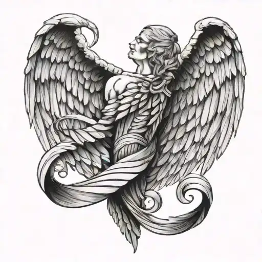 fallen angel wings tattoo design idea
