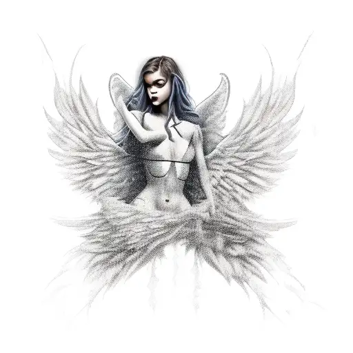 fallen angel tattoo design idea