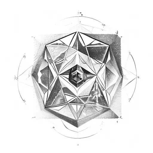 gem or crystal in the north, south, east, west, flow lines depicting choices in life tattoo design idea