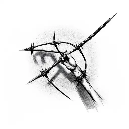 Barbed wire around forearm to wrist with cross  tattoo design idea