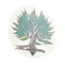 willow tree branch and leafs green tattoo design idea