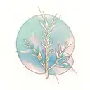 willow tree branch and leafs green tattoo design idea