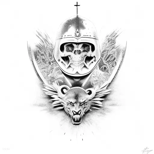 holy warrior tattoo design idea