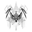 crow viking tribal tattoo design idea