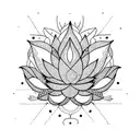 Lotus Flower with peacock feather  tattoo design idea