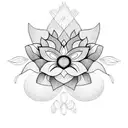 Lotus Flower with peacock feather  tattoo design idea