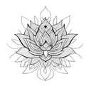 Lotus Flower with peacock feather  tattoo design idea