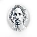 A realistic portrait of Chris Cornell (lead singer of Soundgarden) tattoo design idea
