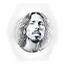 A realistic portrait of Chris Cornell (lead singer of Soundgarden) tattoo design idea