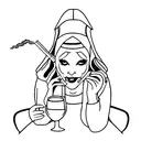 sexy nun drinking and smoking   tattoo design idea