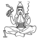sexy nun drinking and smoking   tattoo design idea