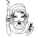 sexy nun drinking and smoking   tattoo design idea