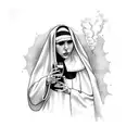 nun drinking and smoking  tattoo design idea