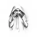 nun drinking and smoking  tattoo design idea