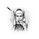 nun drinking and smoking  tattoo design idea