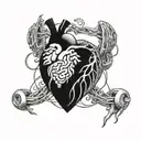 heart vs  brain connected tattoo design idea