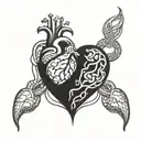 heart vs  brain connected tattoo design idea