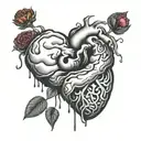 heart vs brain tattoo design idea