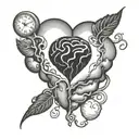 heart vs brain tattoo design idea