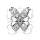 The name will with 3 butterflys and 2 black roses  tattoo design idea
