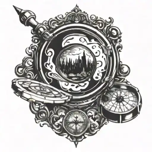 time turner from harry potter unique design tattoo design idea