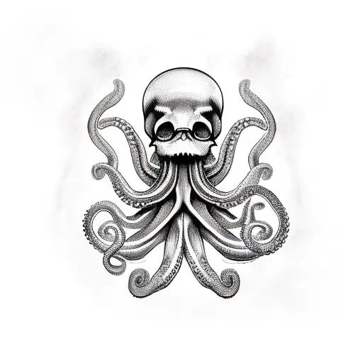 octopus with skull in his tentacle tattoo design idea