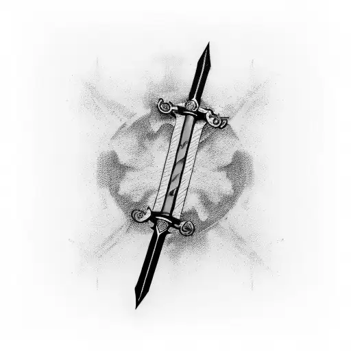A tattoo of the iconic Buster Sword from Final Fantasy 7, infused with elements of Dead by Daylight to represent the client's love for both games tattoo design idea