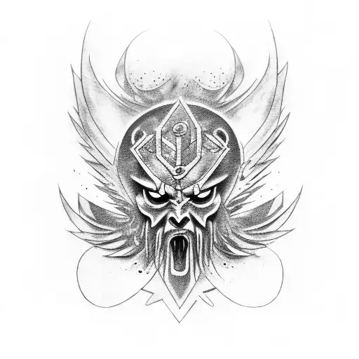 kratos and wings tattoo design idea