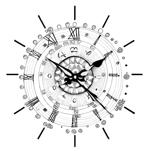 A minimalist tattoo of a clock with bicycle gears as the clock hands tattoo design idea