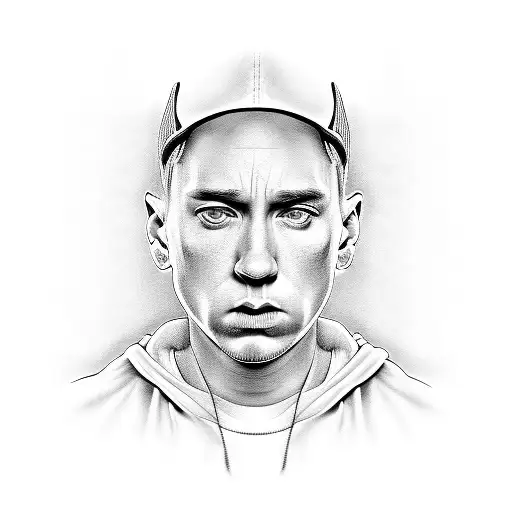 Eminem's face morphing into a microphone tattoo design idea