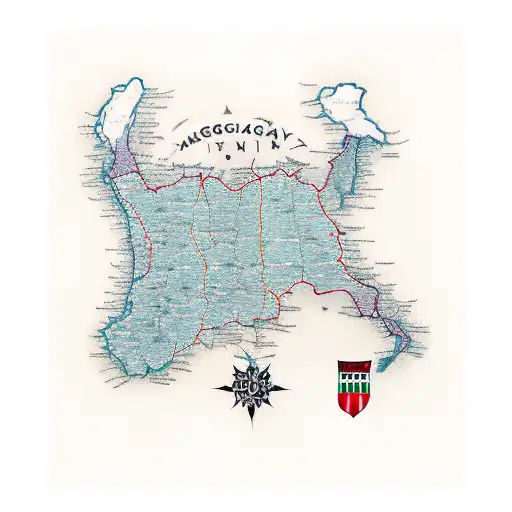 A map of Hungary with lyrics from Eminem's songs as the borders tattoo design idea