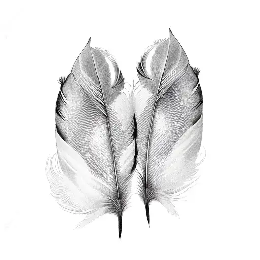 pair of feathers, one white one black tattoo design idea
