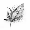 single black feather with white spot tattoo design idea