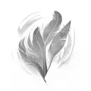 single black feather with white spot tattoo design idea