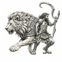 lion and warrior  tattoo design idea