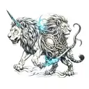 lion and warrior  tattoo design idea