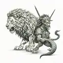lion and warrior  tattoo design idea