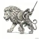 lion and warrior  tattoo design idea