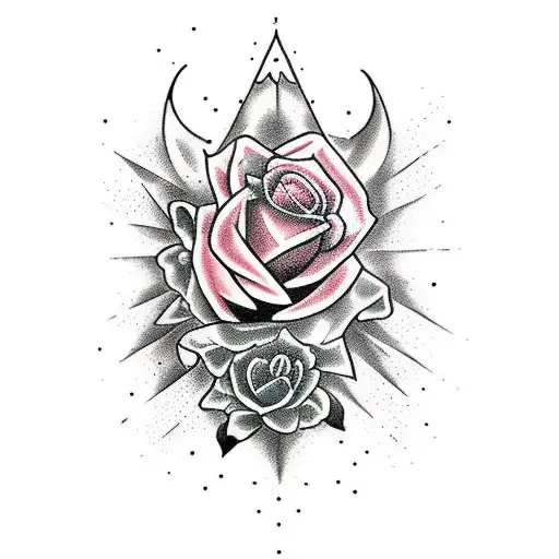 uma espada medieval com rosas em volta da espada tattoo design idea