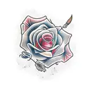 espada com rosas em volta  tattoo design idea