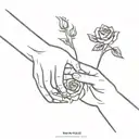 Touch of Adam and God, but one of the hands is male handing a rose to a female hand tattoo design idea