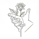 Touch of Adam and God, but one of the hands is male handing a rose to a female hand tattoo design idea
